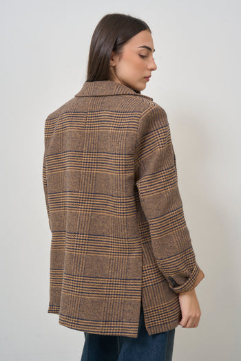 Women's Brown Check Single Breasted Jacket - 6