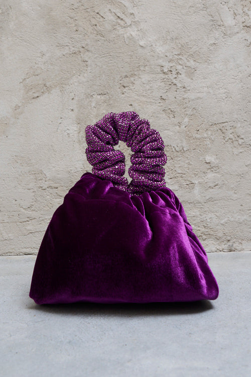 "Anaan" Women's Handbag in Purple Velvet