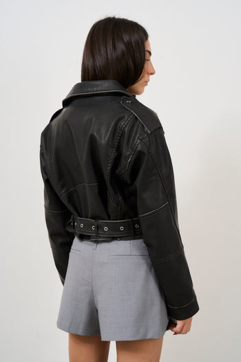 Giubotto donna nero biker - 5