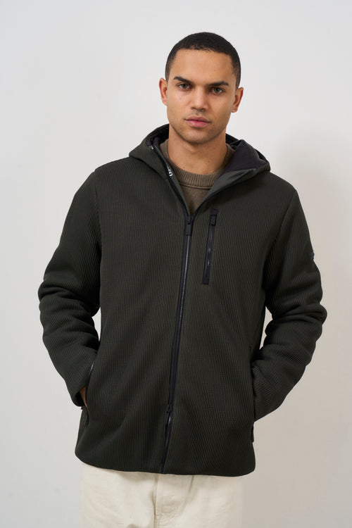 Men's jacket with green hood