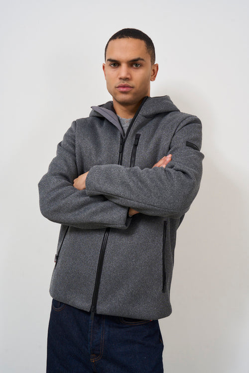 Men's jacket with grey hood