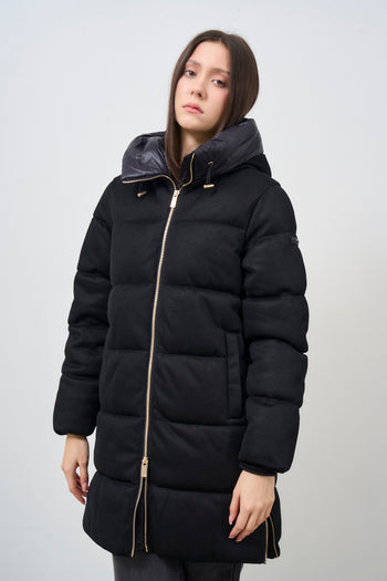 Women's black down jacket with hood - 3