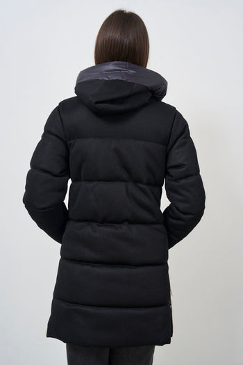 Women's black down jacket with hood - 8