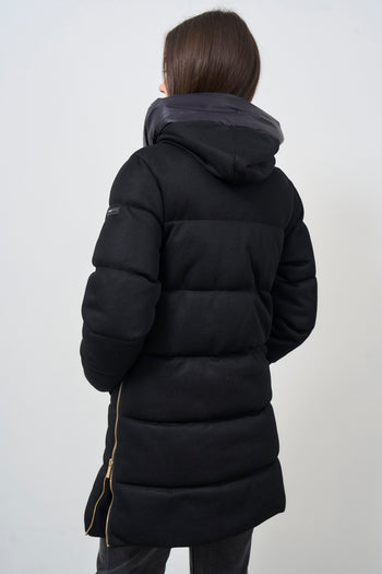 Women's black down jacket with hood - 9