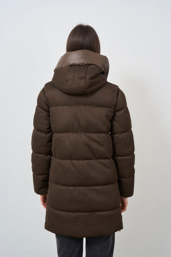 Brown women's down jacket with hood - 6