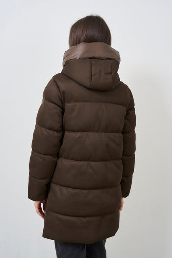 Brown women's down jacket with hood - 7