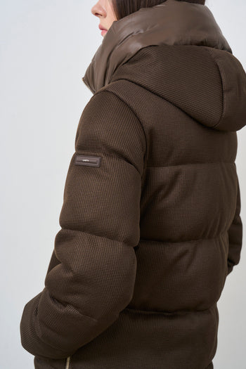 Brown women's down jacket with hood - 8