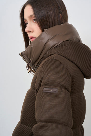 Brown women's down jacket with hood - 9