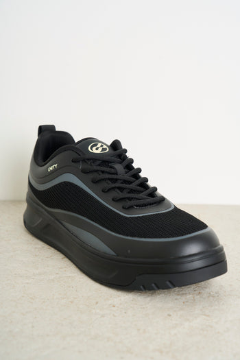 Sneakers uomo nere inserti in tessuto - 3