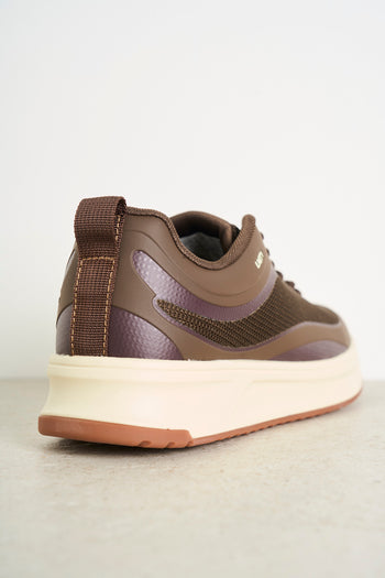 Sneakers uomo marrone inserti in tessuto - 5