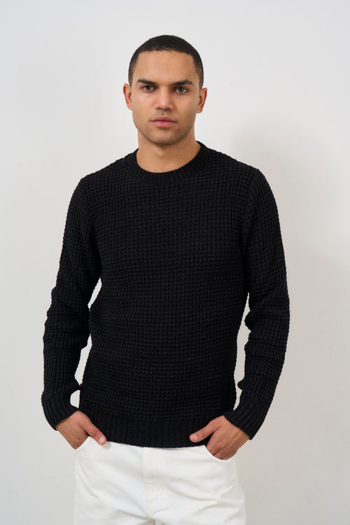 Men's black crew neck sweater