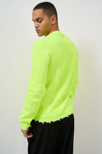 Men's crew neck sweater fluorescent yellow - 5