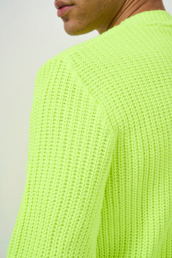 Men's crew neck sweater fluorescent yellow - 6