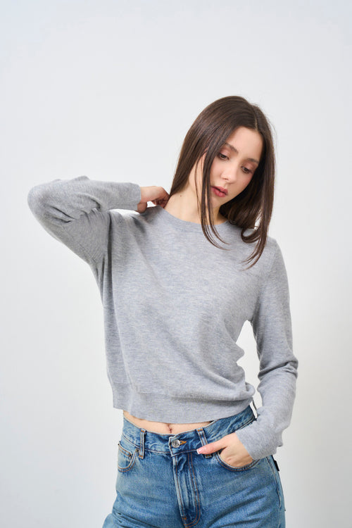 Women's grey crew neck sweater