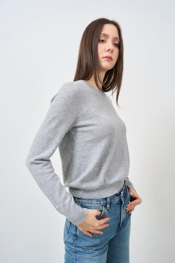 Women's grey crew neck sweater - 3