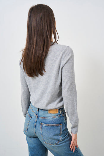 Women's grey crew neck sweater - 5