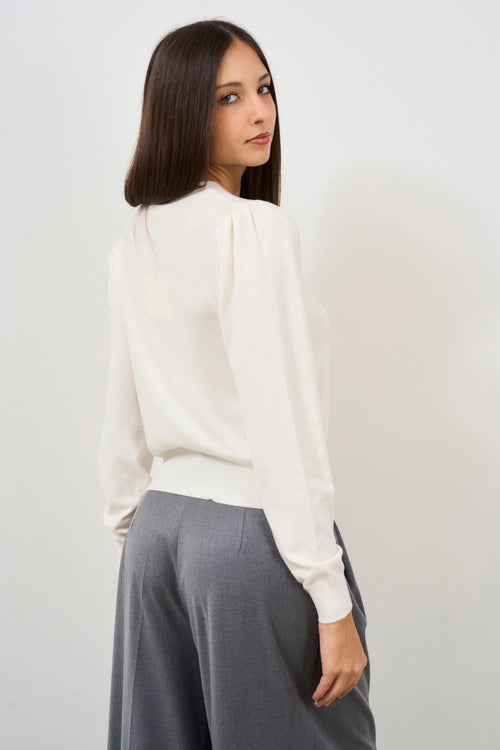 Women's sweater with puff sleeves - 2