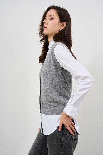 Maglia gilet donna grigia - 3