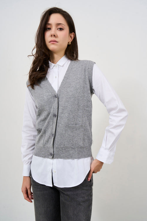 Maglia gilet donna grigia - 1