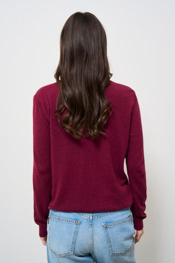 Maglia donna collo alto bordeaux - 5