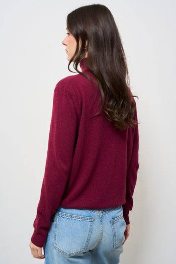 Maglia donna collo alto bordeaux - 6