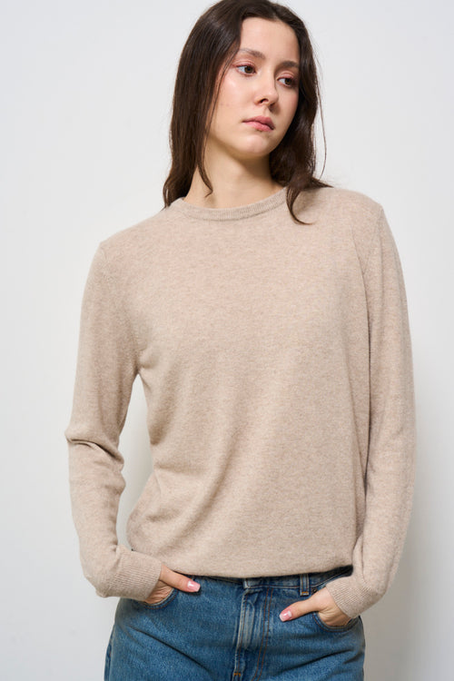 Maglia donna girocollo beige - 2