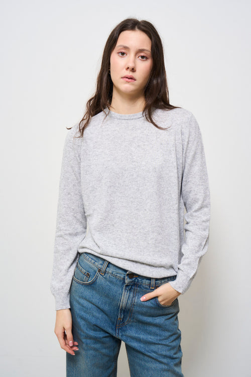 Maglia donna girocollo grigio chiaro