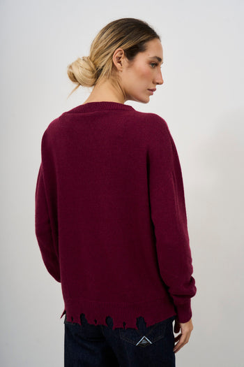 Women's burgundy sweater with rhinestone detail - 6