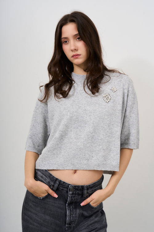 Women's grey crew neck sweater