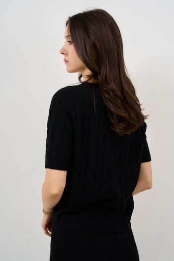 Maglia donna a maniche corte nera - 6