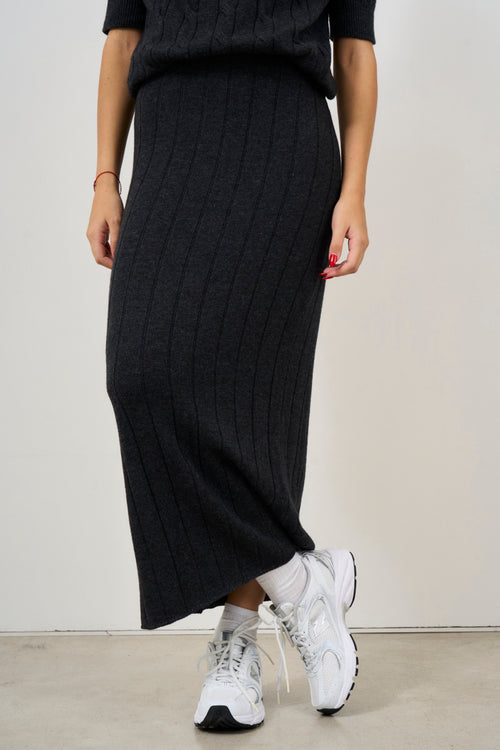 Women's midi knitted skirt anthracite - 2