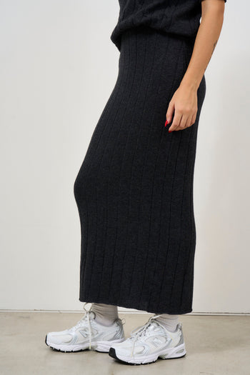 Women's midi knitted skirt anthracite - 4