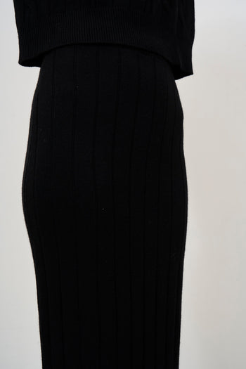 Gonna donna in maglia midi nera - 5