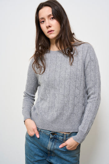 Maglia donna a trecce grigia - 8