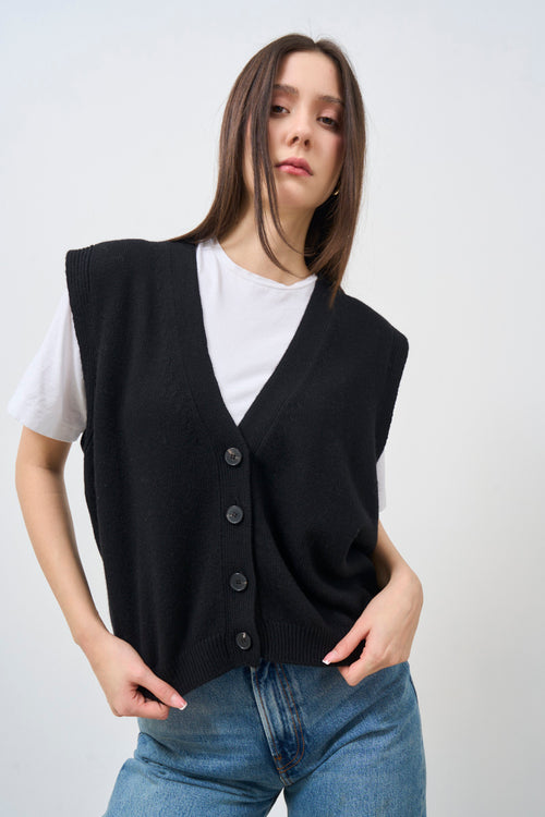 Women's black knitted vest