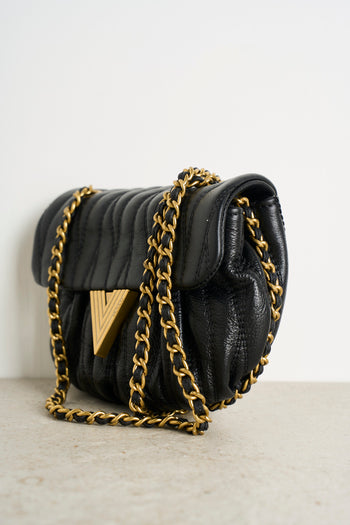 Black and gold women's shoulder bag - 3