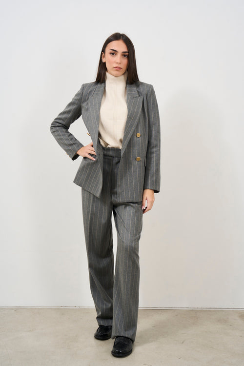 Women's double-breasted pinstriped jacket - 2