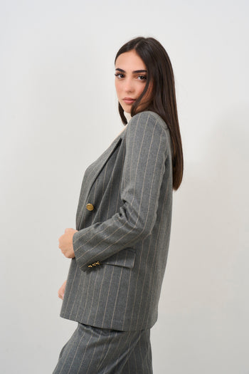 Women's double-breasted pinstriped jacket - 4