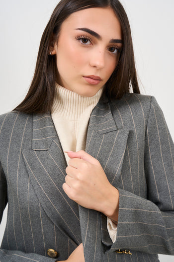 Women's double-breasted pinstriped jacket - 5