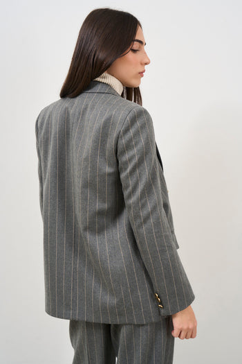 Women's double-breasted pinstriped jacket - 7