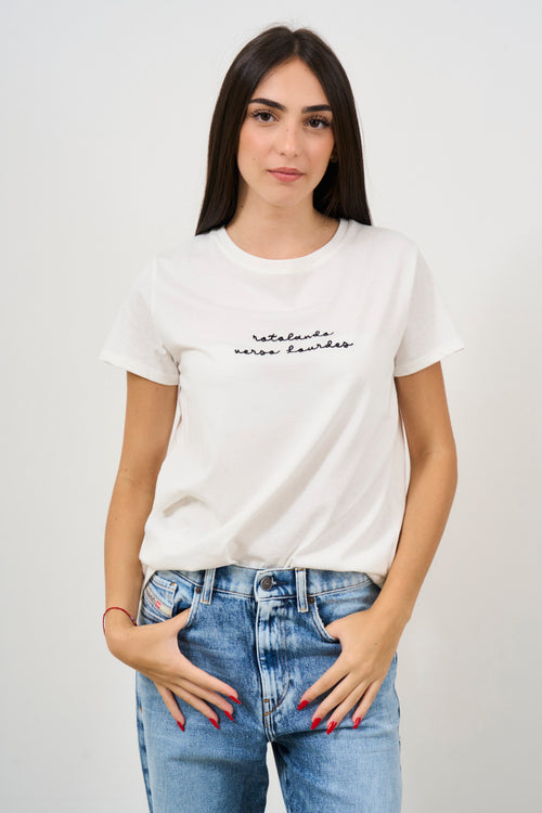 T-shirt donna con scritta nera sul davanti - 1