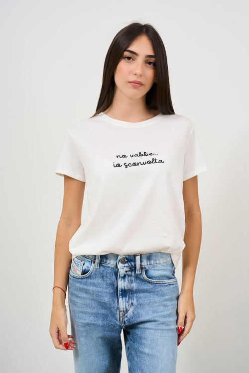 T-shirt donna con scritta nera sul davanti - 1