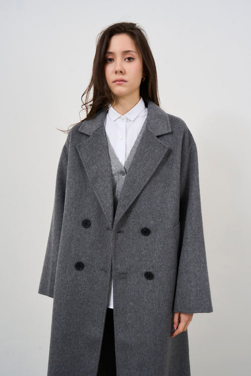 Women's double-breasted grey coat - 2