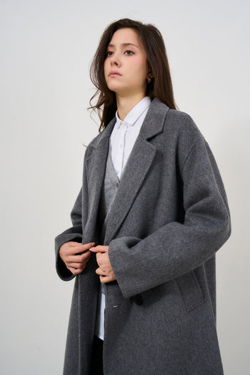 Women's double-breasted grey coat - 3