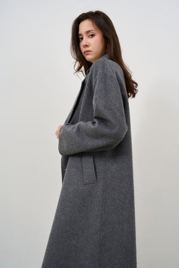 Women's double-breasted grey coat - 5