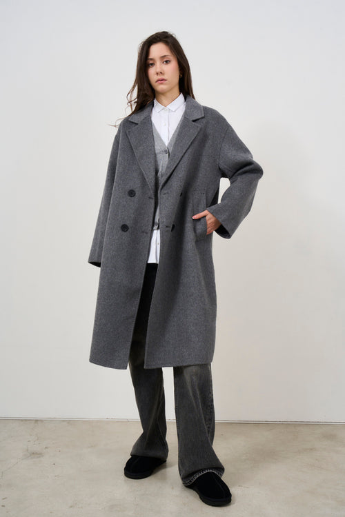 Cappotto donna doppiopetto grigio