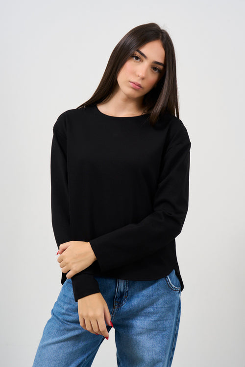 Women's black crewneck sweatshirt