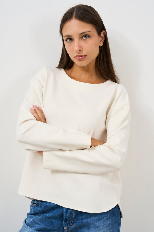 Women's white crewneck sweatshirt - 2