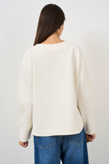 Women's white crewneck sweatshirt - 3