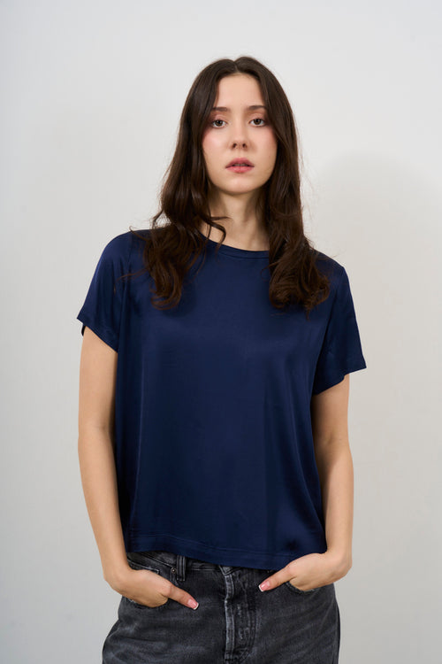 T-shirt donna satinata blu navy